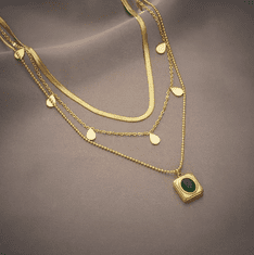 For Fun & Home Elegantní náhrdelník z chirurgické oceli 316L, pozlacený 18karátovým zlatem, s přívěsky a prodloužením 5 cm