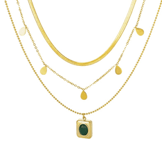 For Fun & Home Elegantní náhrdelník z chirurgické oceli 316L, pozlacený 18karátovým zlatem, s přívěsky a prodloužením 5 cm