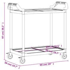 Greatstore 2patrový vozík šedý 99 x 50 x 97 cm hliník