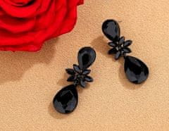 For Fun & Home Elegantní černé náušnice s kubickými zirkony, Bižuterní kov, Délka 4,5 cm