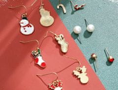 For Fun & Home Vánoční sada náušnic se zirkonovými perlami, zlatý kov, velikost 0,5-1,5 cm