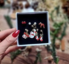 For Fun & Home Vánoční sada náušnic se zirkonovými perlami, zlatý kov, velikost 0,5-1,5 cm