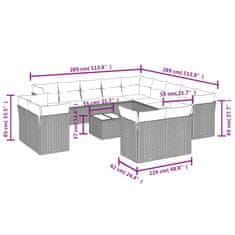 Vidaxl 14dílná zahradní sedací souprava s poduškami černá polyratan