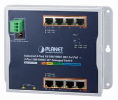 Planet WGS-4215-8P2S plochý L2/L4 switch, 8x1Gb, 2x1Gb SFP, 8x PoE 802.3at 200W, 48-56VDC, -40~75°C, IP30, fanless