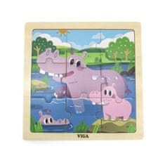 LEBULA VIGA Handy dřevěné puzzle Hippos 9 elementů