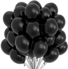 Camerazar Sada 50 černých balónků z latexu, 30 cm, pro narozeninovou nebo svatební oslavu