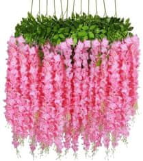 Camerazar Závěsné květy vistárie, tmavě růžová, 110x20 cm, látkové