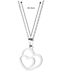 For Fun & Home Elegantní náhrdelník srdce z chirurgické oceli 316L, stříbrný, délka 45 cm