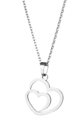 For Fun & Home Elegantní náhrdelník srdce z chirurgické oceli 316L, stříbrný, délka 45 cm