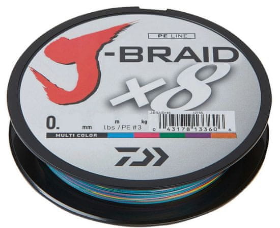 Daiwa Daiwa pletená šňůra J-Braid X8 150m 0,18mm 12,0kg Multi-color