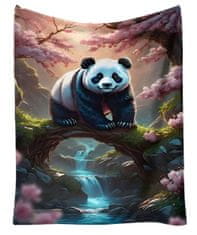 EXCELLENT Mikroplyšová hřejivá deka 150x200 cm - Panda u vodopádů