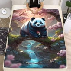 EXCELLENT Mikroplyšová hřejivá deka 150x200 cm - Panda u vodopádů