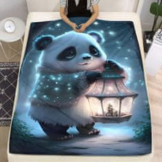 EXCELLENT Mikroplyšová hřejivá deka modrá 150x200 cm - Panda s lucernou