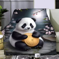 EXCELLENT Mikroplyšová hřejivá deka 150x200 cm - Panda a bambusová nádoba