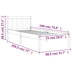 Vidaxl Rám postele voskově hnědý 75 x 190 cm masivní borovice