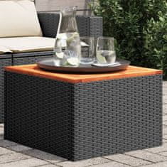 Greatstore Zahradní stolek černý 55x55x37 cm polyratan a akáciové dřevo