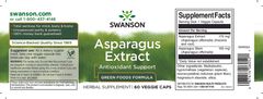 Swanson Asparagus Extrakt (chřest), 60 rostlinných kapslí