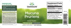 Swanson Mucuna Pruriens Extrakt (Sametové fazole), 350 mg, 200 kapslí