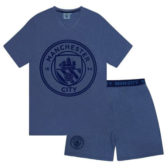 FotbalFans Pyžamo Manchester City FC, tričko a šortky, modro-šedé