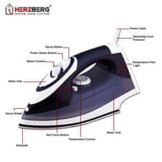 LEBULA Herzberg HG-8037: 2200W Napařovací žehlička Steam Iron - Dark Blue