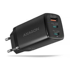 AXAGON ACU-DPQ65, GaN nabíječka do sítě 65W, 3x port (USB-A + dual USB-C), PD3.0/QC4+/PPS/Apple