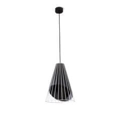 LIGHT FOR HOME Závěsné svítidlo "STRONG" s nastavitelnou výškou a originálním kuželovitým kovovým stínidlem - černé/bílé, 1x60W, E27, Černá + bílá