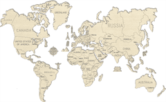 InnoVibe Wooden City Dřevěná mapa světa velikost XL (120x80cm)