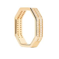PDPAOLA Slušivý pozlacený prsten se zirkony Olympia AN01-A06 (Obvod 52 mm)