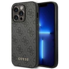 Guess GUESS GUHCP14XG4GFGR IPHONE 14 PRO MAX 6,7" ŠEDÝ/ŠEDÝ PEVNÝ OBAL 4G KOVOVÉ ZLATÉ LOGO