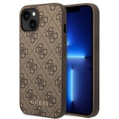 Guess GUESS GUHCP14MG4GFBR IPHONE 14 PLUS / 15 PLUS 6,7" HNĚDÉ/HNĚDÉ PEVNÉ POUZDRO 4G KOVOVÉ ZLATÉ LOGO