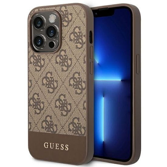 Guess GUESS GUHCP14LG4GLBR IPHONE 14 PRO 6,1" HNĚDÉ/HNĚDÉ PEVNÉ POUZDRO 4G STRIPE COLLECTION