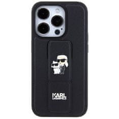 Karl Lagerfeld Kryt na mobil Saffiano Grip Stand Metal Logo na Apple iPhone 15 Pro Max - černý