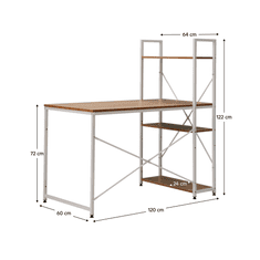 KONDELA PC stůl / víceúčelový praktický stůl, dub / bílá, VEINA