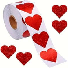 HOME & MARKER® Samolepky ve tvaru srdce, Nálepky ve tvaru srdce, Dekorativní nálepky Červené srdce (500ks, 2,5cm) | HEARTSTICKER