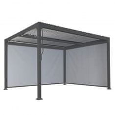 MCW Hliníková pergola L41 s 2x boční stěnou, lamelový pavilon, robustní 8cm kovový rám 3x3m ~ antracitová barva