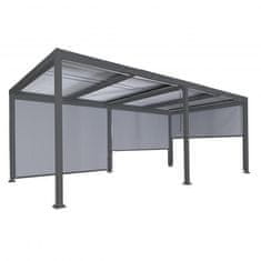 MCW Hliníková pergola L41 s 3x boční stěnou, lamelový pavilon, robustní 8cm kovový rám 3x6m ~ antracitová barva