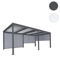 MCW Hliníková pergola L41 s 3x boční stěnou, lamelový pavilon, robustní 8cm kovový rám 3x6m ~ antracitová barva