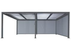 MCW Hliníková pergola L41 s 3x boční stěnou, lamelový pavilon, robustní 8cm kovový rám 3x6m ~ antracitová barva