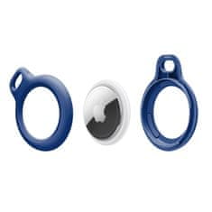 Stand AirTag Secure Holder bezpečné pouzdro/klíčenka na Apple AirTag s kroužkem modrá