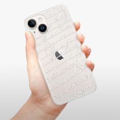 iSaprio Silikonové pouzdro - Handwriting 01 - white pro iPhone 15