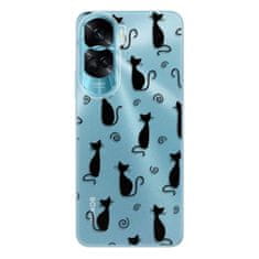 iSaprio Silikonové pouzdro - Cat pattern 05 - black pro Honor 90 Lite 5G