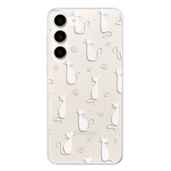 iSaprio Silikonové pouzdro - Cat pattern 05 - white pro Samsung Galaxy S23+ 5G