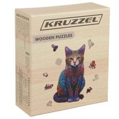 Kruzzel 22878 Dřevěné puzzle kočka 130 dílů, 38 x 24 cm