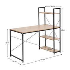 KONDELA PC stůl / víceúčelový praktický stůl, dub / černá, VEINA