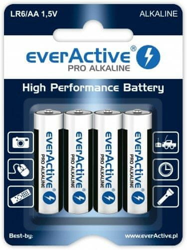 everActive LR6/AA Pro Alkaline Výkonné alkalické baterie, 4ks