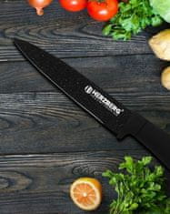 LEBULA Herzberg HG-MSN8BLM: 8dílná sada nožů s akrylovým stojánkem – černý mramor