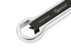 GEKO Klíč očkový, nastavitelný, oboustranný 5-15mm/15-27mm, Cr-V ocel