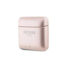 Guess Sluchátka Bluetooth TWS s potiskem Guess + dokovací stanice - růžově zlatá