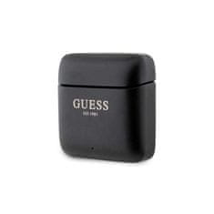 Guess Sluchátka Bluetooth TWS s potiskem loga Guess + dokovací stanice černá