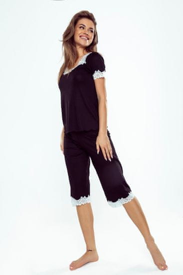 Eldar Dámské pyžamo s krátkým rukávem a 3/4 kalhotami Aster Eldar černá ecru XL